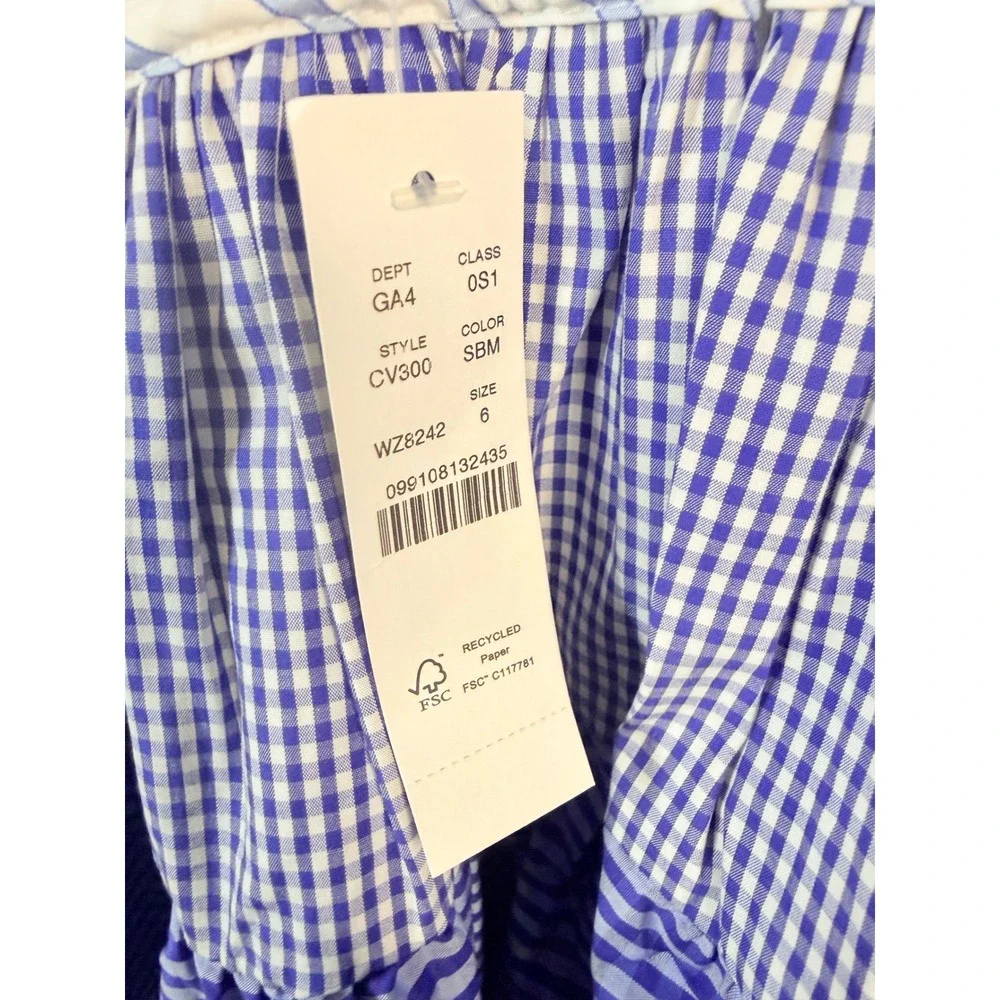 J.Crew Open-back dress in mixed gingham print Size 6 NWT